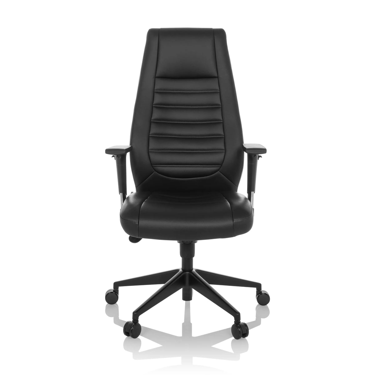 Siège de direction professionnelle VITORO B noir, rembourrage capitonné et base à cinq roulettes de hjh OFFICE – vue à 360° (vue de face 0°)