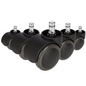 Cinq Roulettes noires 5x ROLO No-Noise 11mm/50mm pour sols durs avec goupilles métalliques de hjh OFFICE
