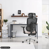 Siège de bureau de qualité professionnelle Ergomy Pro gris foncé et beige avec dossier en maille de hjh OFFICE (image générée par IA)