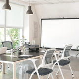 Chaise pliante grise PRIORITY II W avec structure blanche et dossier en maille de hjh OFFICE