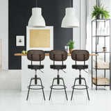 Trois tabourets de bar DISC HIGH noirs avec dossiers courbés et repose-pieds de hjh OFFICE