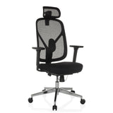 Siège de bureau de qualité professionnelle RALOO PRO noir avec dossier en maille et base à cinq roulettes de hjh OFFICE – vue à 360° (vue de trois quarts avant 30°)
