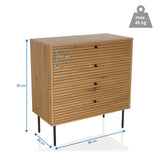 Dessin coté de la Commode LINNO K de 80 x 40 cm et d'une hauteur de 85 cm de hjh LIVING