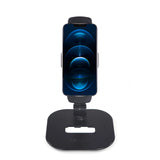 Support de téléphone portable & tablette FLEXMOBI IV noir avec pied et pince de hjh OFFICE – vue à 360° (vue de face 0°)