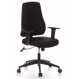 Siège de bureau de qualité professionnelle PRO-TEC 100 noir avec accoudoirs et base à cinq roulettes de hjh OFFICE – vue à 360° (vue de trois quarts avant 40°)