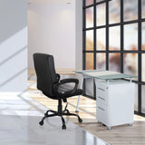 Siège de direction pour bureau à domicile ERGOSMOOTH BIG en noir à un bureau blanc avec plateau en verre de hjh OFFICE