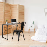 Chaise de bistrot VANTAGGIO COMFORT en métal noir à un bureau de hjh OFFICE