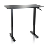 Bureau assis-debout STAND CR noir avec une manivelle de réglage de la hauteur de hjh OFFICE – vue à 360° (vue de face 20°)