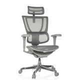 Siège de direction de luxe ERGOHUMAN SLIM ULTRA G GEN2 gris avec dossier en maille et étoile à cinq roulettes de hjh OFFICE – vue à 360° (vue de face 15°)