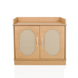 Maison pour chat KITTYHOME 2 couleur hêtre avec deux portes, ouvertures ovales et une étagère de hjh LIVING – vue à 360° (vue de face 0°)