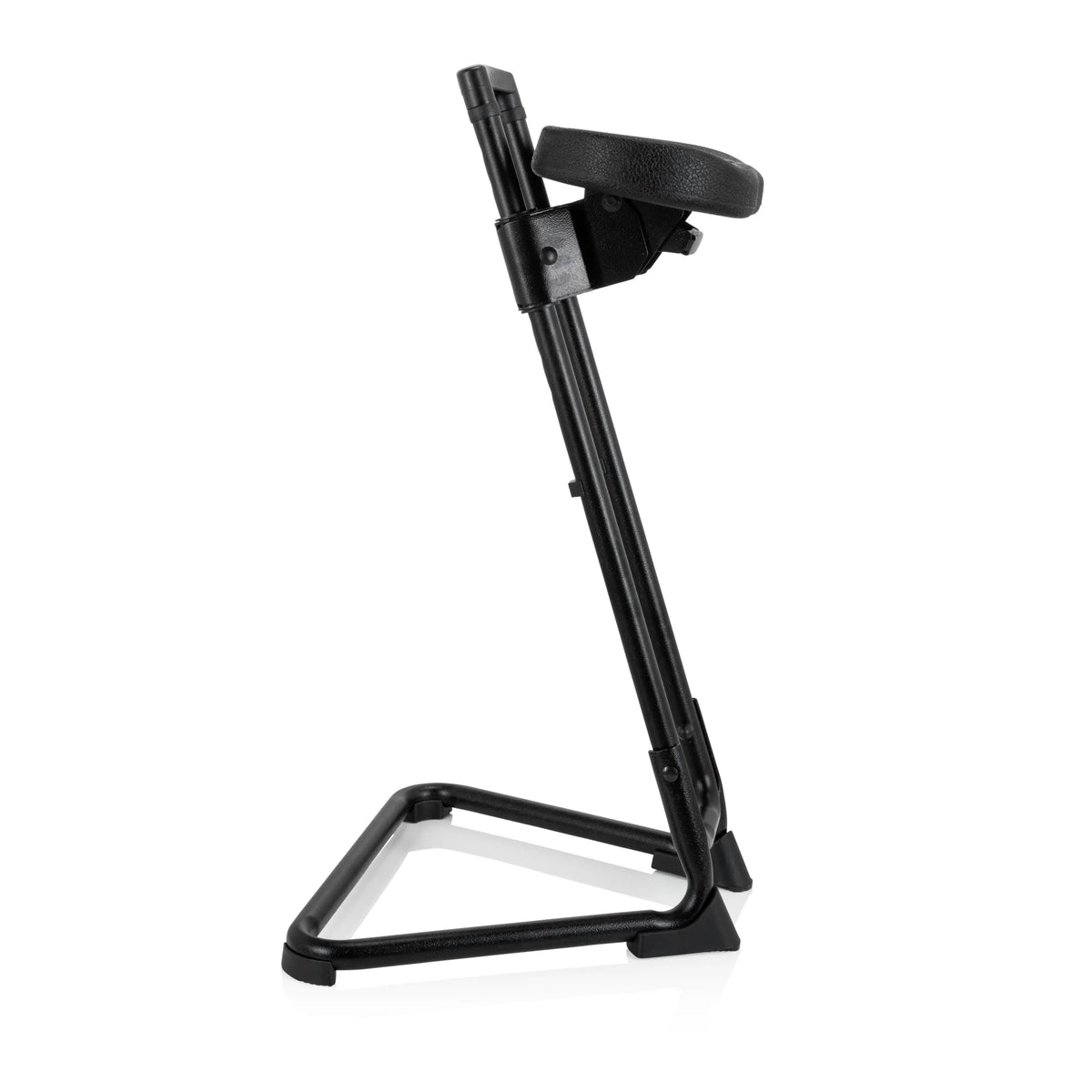 Siège assis-debout TOP WORK 32 noir avec assise rembourrée et piètement en U de hjh OFFICE – vue à 360° (vue de profil 80°)