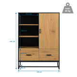 Dessin dimensionnel de l'Armoire de bureau AMIO H avec 100 × 140 cm de hjh LIVING