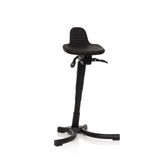 Siège assis-debout TOP WORK 34 noir avec assise, dossier et base à quatre pieds de hjh OFFICE – vue à 360° (vue de face 20°)
