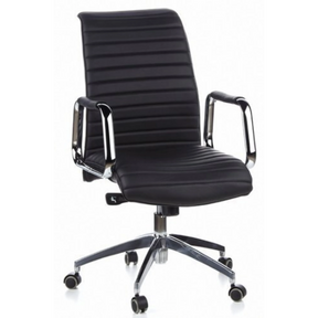 Schwarzer Profi-Chefsessel ASPERA 10 mit gerippter Polsterung und glänzenden Chrom-Armlehnen von hjh OFFICE