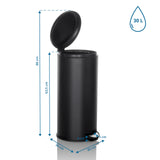 Dessin coté de la poubelle CLEAN STEP avec un volume de 30 litres et une hauteur totale de 88 cm de hjh OFFICE