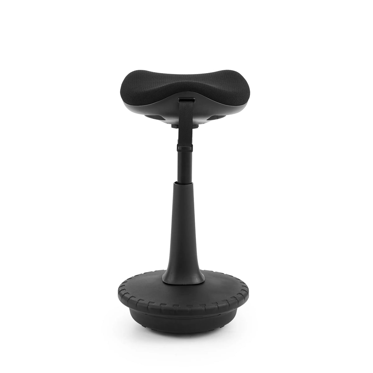 Siège assis-debout Balance Sit Ergo noir avec assise ergonomique et base ronde de hjh OFFICE – vue à 360° (vue de face 0°)