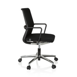 Siège de bureau de qualité professionnelle MOVE-TEC 3D noir avec accoudoirs et pied à cinq roulettes de hjh OFFICE – vue à 360° (vue de profil 80°)