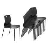 Chaises à quatre pieds empilables T36 V en noir avec ouverture de poignée intégrée dans le dossier de hjh OFFICE