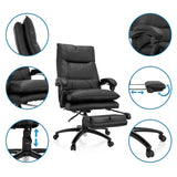 Siège de direction pour bureau à domicile RELAX CL 200 en similicuir noir avec repose-pieds extensible et vues détaillées de MyBuero