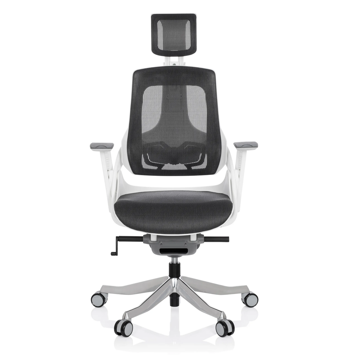Siège de bureau de qualité professionnelle SPEKTRE gris avec dossier en maille et piètement à cinq roulettes de hjh OFFICE – vue à 360° (vue de face 0°)