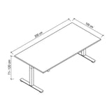 Dessin technique du bureau XMST 2E S de 200 × 100 cm de hjh OFFICE PRO