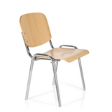 Chaise à quatre pieds XT 600 C H en hêtre avec structure en chrome de hjh OFFICE – vue à 360° (vue de trois quarts avant 60°)