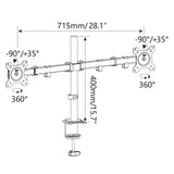 Dessin technique de la Fixation pour écran Ergomount M2 d'une largeur de 715 mm de hjh OFFICE