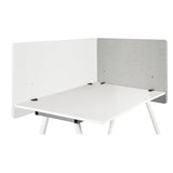 Cloisons de table FLEXMIUT D SIDE en gris clair sur un plateau de table blanc de hjh OFFICE
