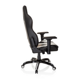 Fauteuil Gamer PROMOTER I noir et blanc avec accoudoirs et base à cinq roulettes de hjh OFFICE – vue à 360° (vue de profil 100°)