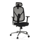 Siège de bureau de qualité professionnelle RALOO PRO noir avec dossier en maille et base à cinq roulettes de hjh OFFICE – vue à 360° (vue de face 15°)