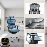 Siège de direction de luxe ERGOHUMAN ULTRA GEN2 bleu avec fonctions réglables de hjh OFFICE (image générée par IA)