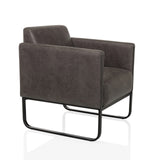 Fauteuil de salon Aruba Retro gris avec accoudoirs et structure noire de hjh OFFICE – vue à 360° (vue de trois quarts avant 45°)