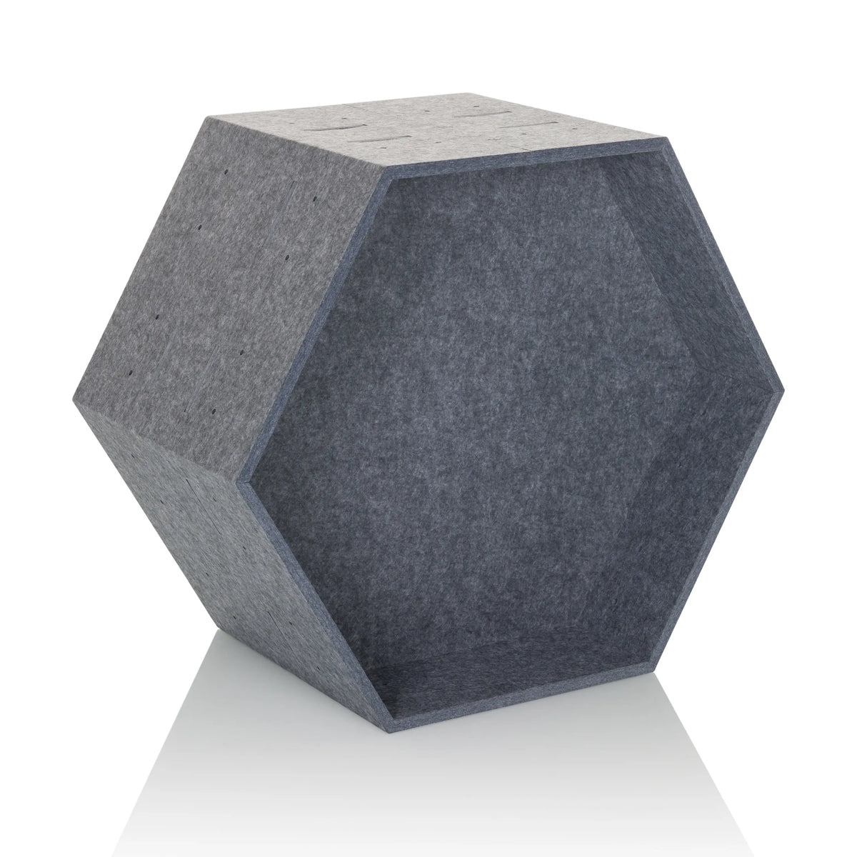 Cloison de séparation FLEXMIUT STORE B hexagonale en feutre gris de hjh OFFICE – vue à 360° (vue de trois quarts avant 30°)