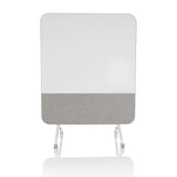 Tableau blanc VISION BOARD gris avec surface d'écriture blanche et roulettes de hjh OFFICE – vue à 360° (vue de face 0°)