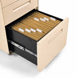 Tiroir ouvert avec dossiers suspendus du caisson sur roulettes COLOR PLUS I en beige de hjh OFFICE