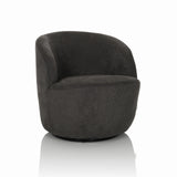 Fauteuil de salon BRAMWICH gris de forme arrondie et rembourré de hjh LIVING – vue à 360° (vue de face 15°)