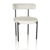 Chaise rembourrée blanche TEDIO avec assise et dossier arrondis et pieds noirs de hjh OFFICE – vue à 360° (vue de face 15°)