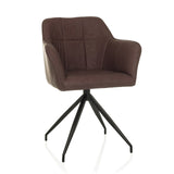 Chaise de salle à manger ELVERUM SPU marron foncé avec structure à quatre pieds de hjh LIVING – vue à 360° (vue de face 15°)