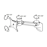 Dessin technique du support d'écran ORGPF avec indications des angles d'inclinaison et de rotation de hjh OFFICE PRO