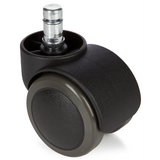 Roulettes 5x ROLO 11mm/50mm noires pour sols durs avec tige en métal argenté de hjh OFFICE – vue à 360° (vue de face 0°)