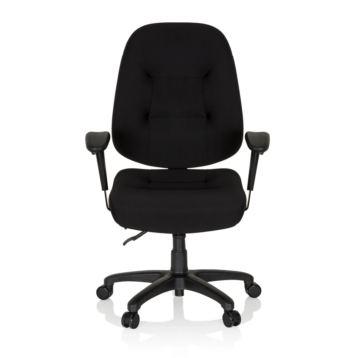 Siège de bureau de qualité professionnelle ZENIT XXL noir avec accoudoirs et pied à cinq roulettes de hjh OFFICE – vue à 360° (vue de face 0°)