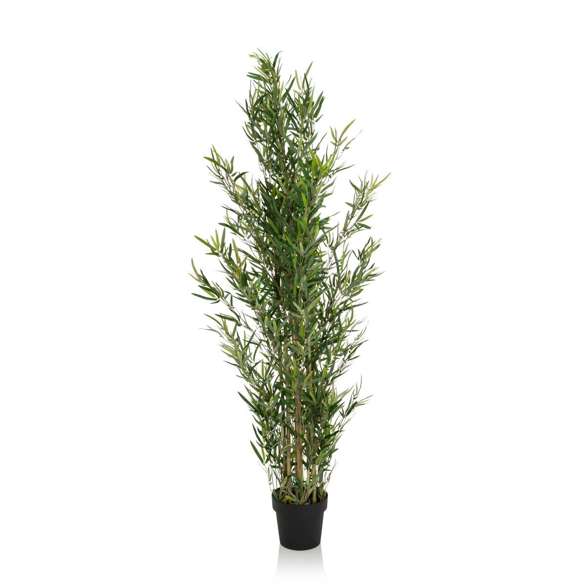 Plante artificielle verte BAMBUS dans un cache-pot noir de hjh OFFICE – vue à 360° (vue de face 0°)