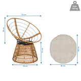 Dessin technique de la Chaise d'extérieur WEAVORA avec 73 × 58 cm et charge maximale de 150 kg de hjh LIVING
