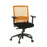 Siège de bureau de qualité professionnelle PORTO BASE noir et orange, dossier maille et base à 5 roulettes de hjh OFFICE – vue à 360° (vue de face 20°)