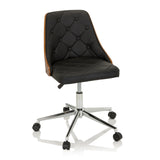 Siège de bureau à domicile CENCA noir avec rembourrage capitonné et base à cinq roulettes de hjh OFFICE – vue à 360° (vue de face 20°)