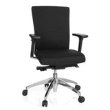 Siège de bureau de qualité professionnelle ASTRA BASE noir avec accoudoirs et base à cinq roulettes de hjh OFFICE – vue à 360° (vue de face 20°)