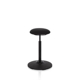 Siège assis-debout BALANCE SIT noir avec coussin d'assise rond et pied circulaire de hjh OFFICE – vue à 360° (vue de face 20°)