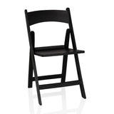 Chaise d'extérieur noire TRAVANO 1 avec dossier et structure carrée de hjh LIVING – vue à 360° (vue de face 14°)