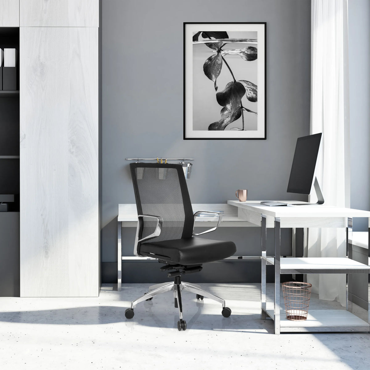 Siège de bureau de qualité professionnelle PROVIDER NET noir avec dossier en maille et accoudoirs de hjh OFFICE