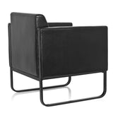 Fauteuil rembourré noir BALI BLACK avec accoudoirs et structure de hjh OFFICE – vue à 360° (vue de trois quarts arrière 120°)